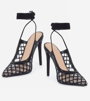 lace up mesh heels