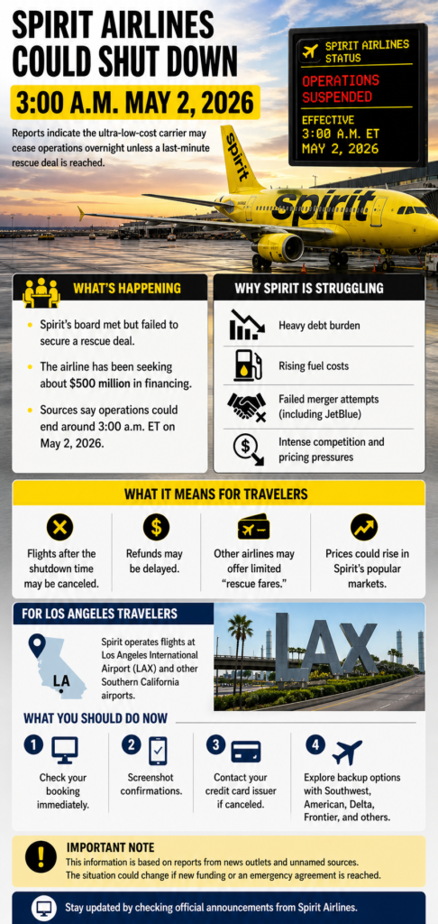 Spirit Airlines Shut down Details