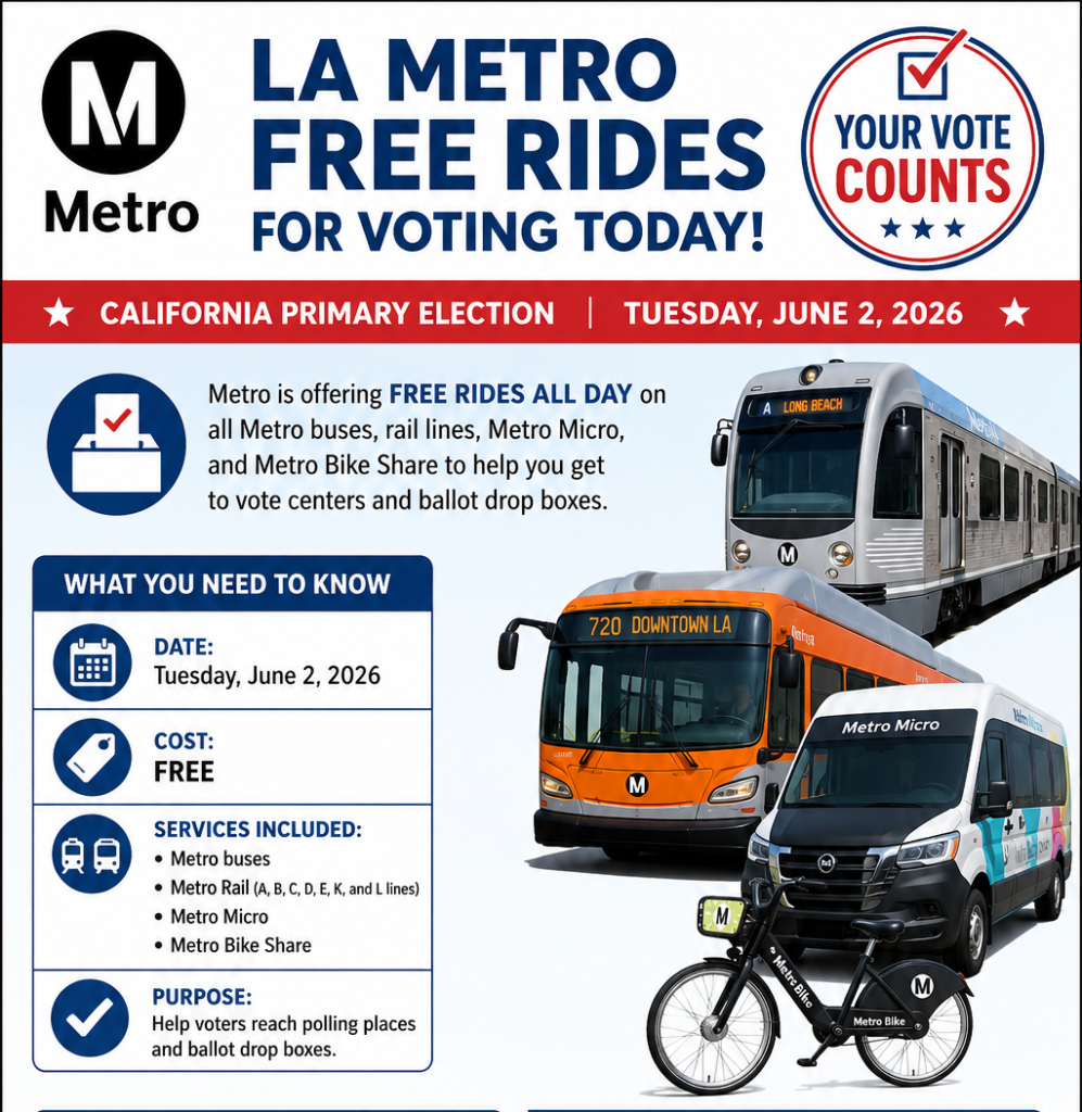 Free metro rides for voting today Let’s Talk Los Angeles